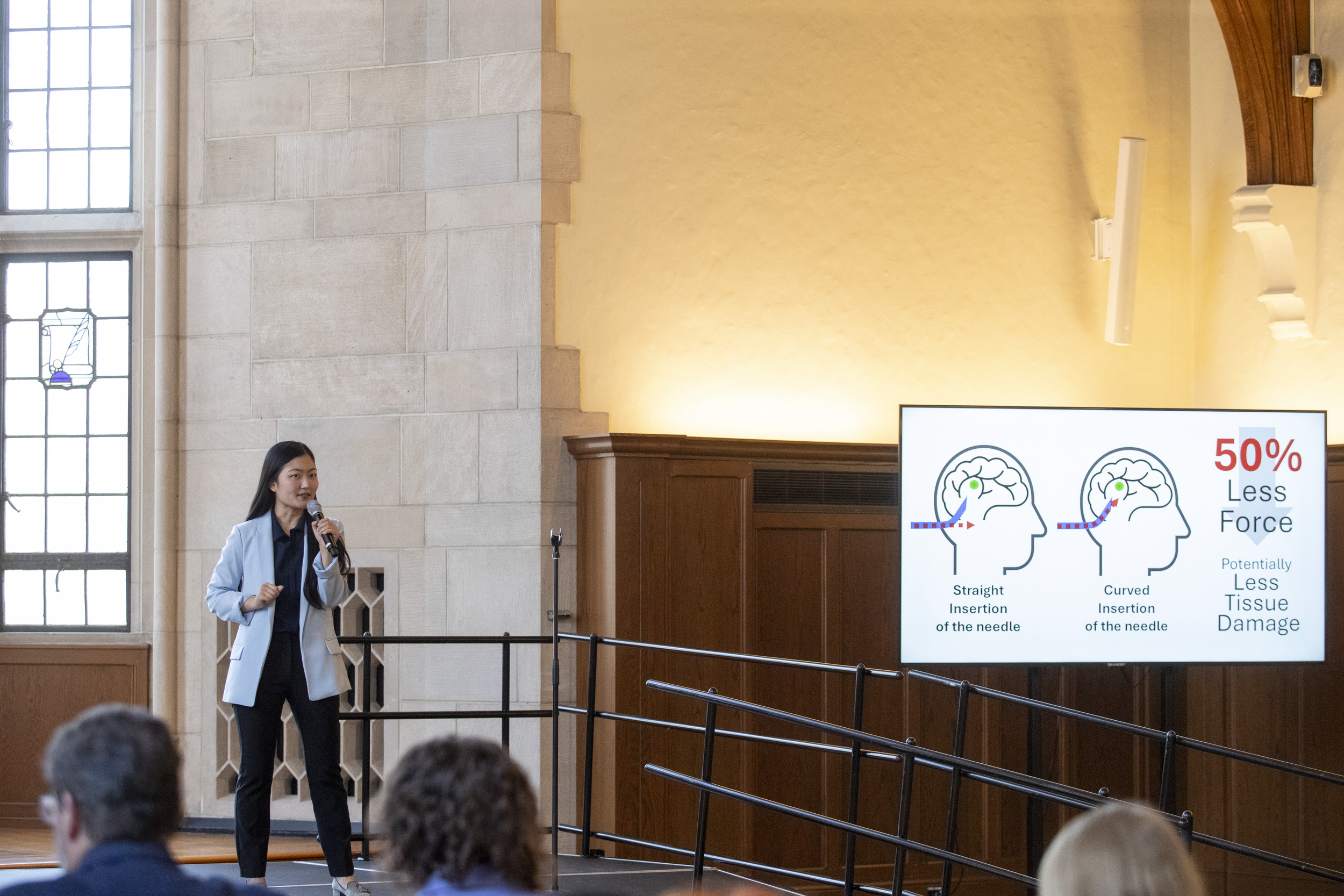 Doyoung Kim, ENG ’26, won first place for her presentation, Curved Surgical Needles: Why Insertion Strategies Matter.